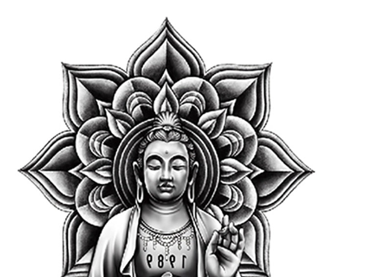 Buddha Statue Series Tattoo Sticker Flower Arm Tattoo Sticker