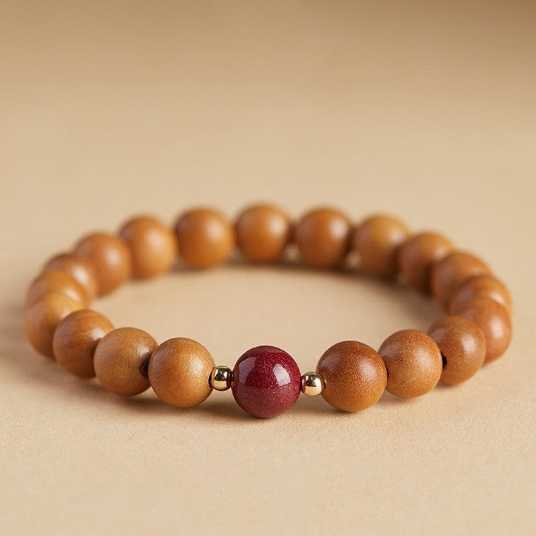 Peach Wood Bracelet Women's Crafts Single Circle