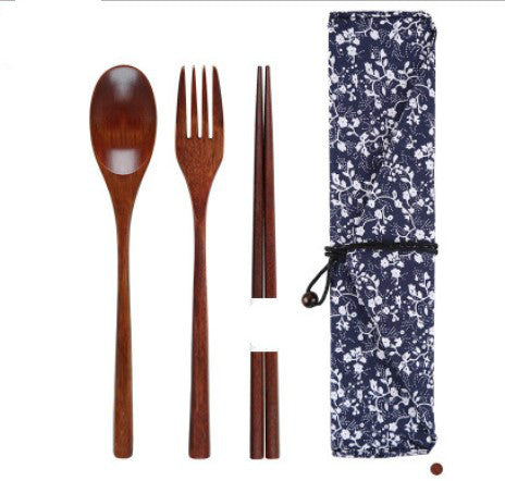 Three spoons set with wooden chopsticks
