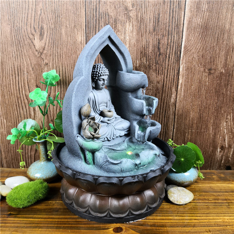 Southeast Asia Resin Crafts Waterscape Creative Buddha Statue Flowing Water Decoration
