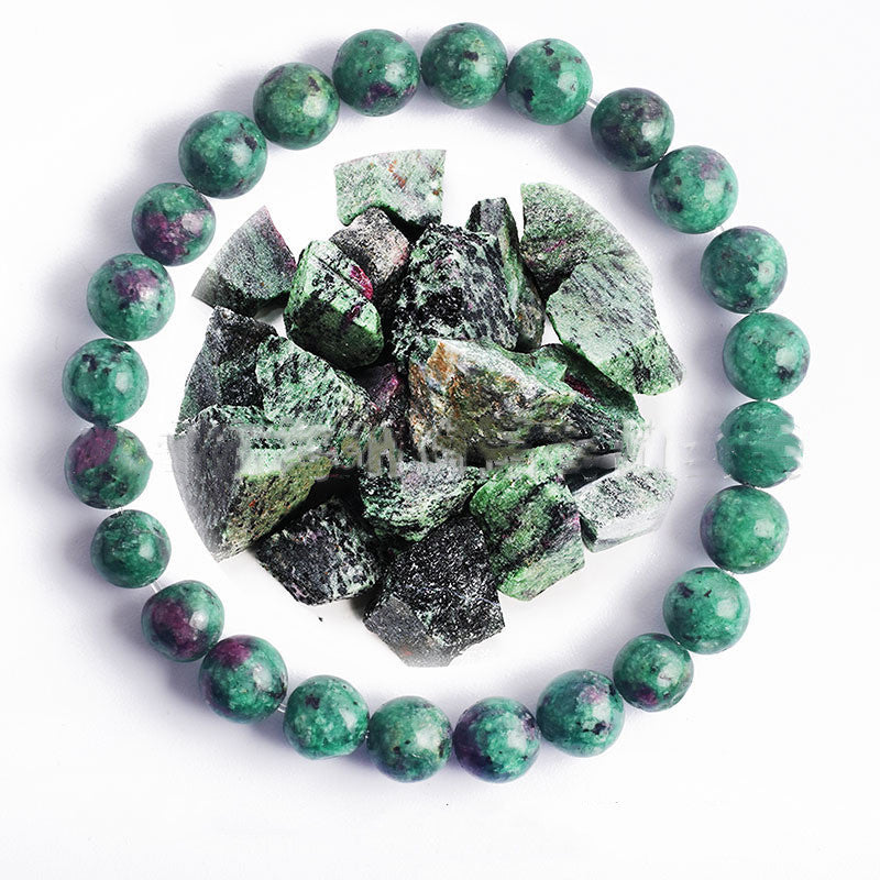 Hand Polished 8mm Natural Round Stone Beads Unisex Vintage Bracelet