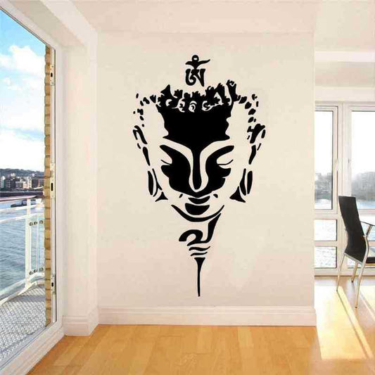 Buddha Head Statue Carved Wall Stickers Artistic Home Wall Stickers