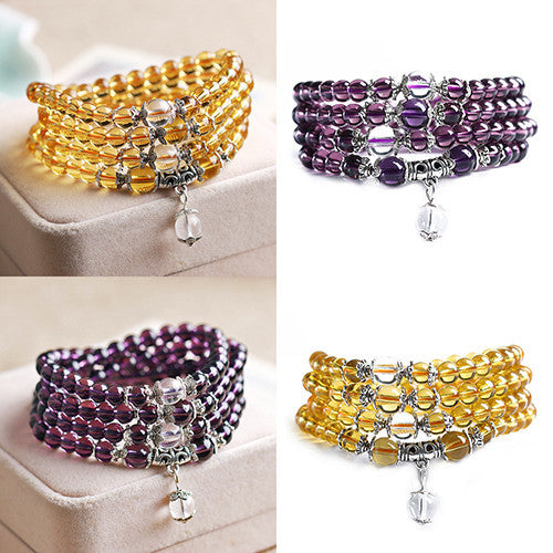 2021 Nueva 6mm Piedra de Cristal de Amatista 108 Granos de Rezo Budista Mala Pulsera Collar C6TY