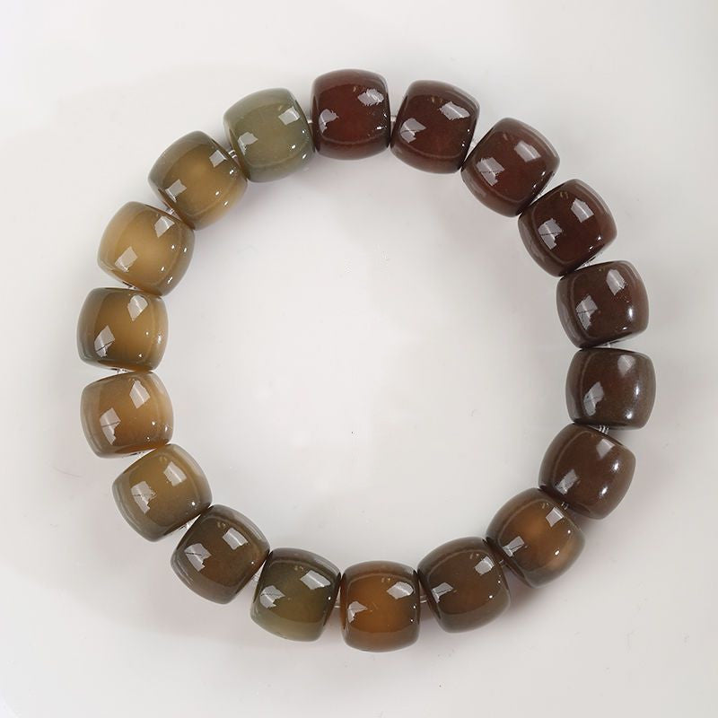 Men's And Women's Fashion Simple Straight Cut Weathered Bodhi Root Bracelet