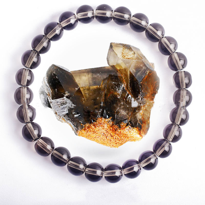 Hand Polished 8mm Natural Round Stone Beads Unisex Vintage Bracelet