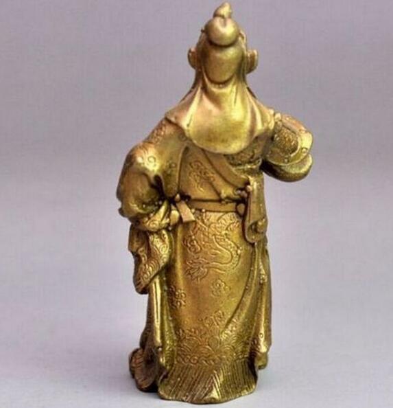 Pure Copper Bronze Statue Of Guan Gong Decorated With Official Seal Of God Of Wealth