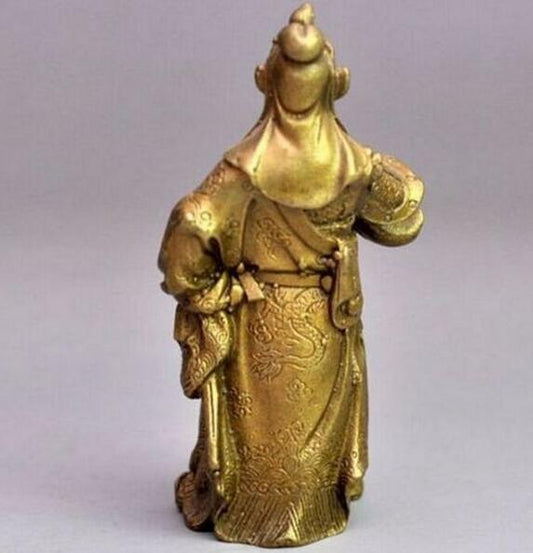 Pure Copper Bronze Statue Of Guan Gong Decorated With Official Seal Of God Of Wealth
