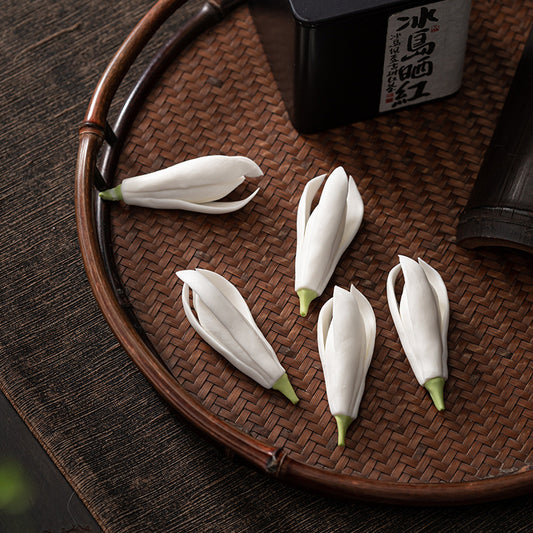 Handmade Ceramic Yulan Magnolia Tea Shelf Pen Holder Pen Holder Tea Set Shelf Tea Ceremony Utensils