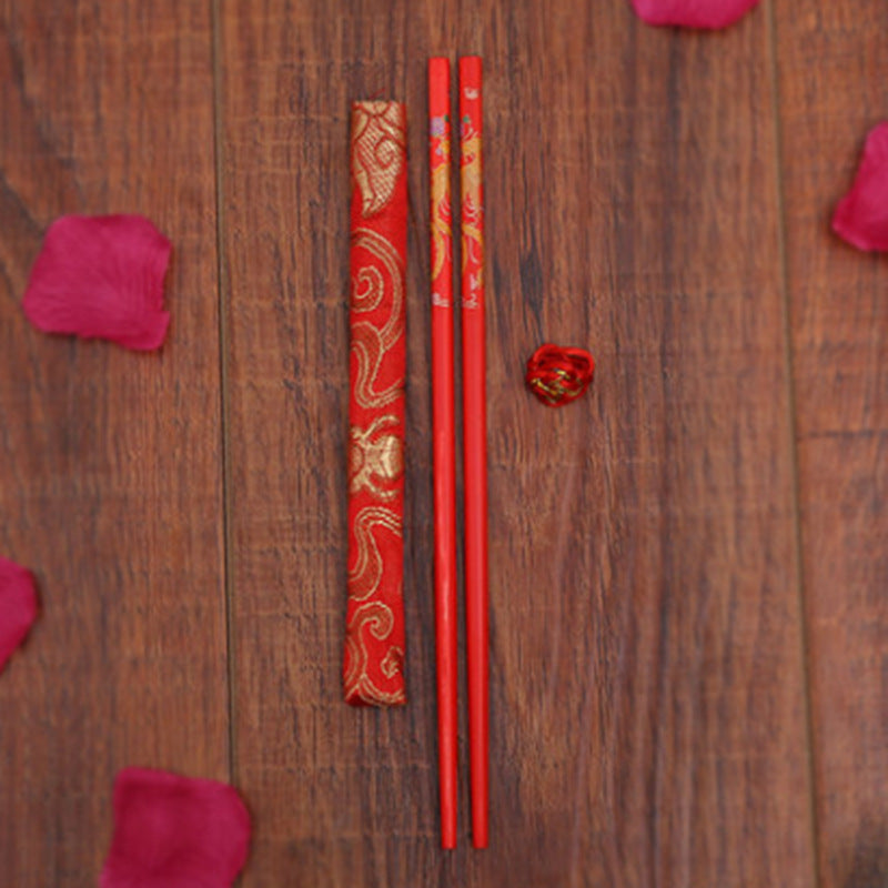 Festive Hi Dragon And Phoenix Chopsticks Wedding Supplies