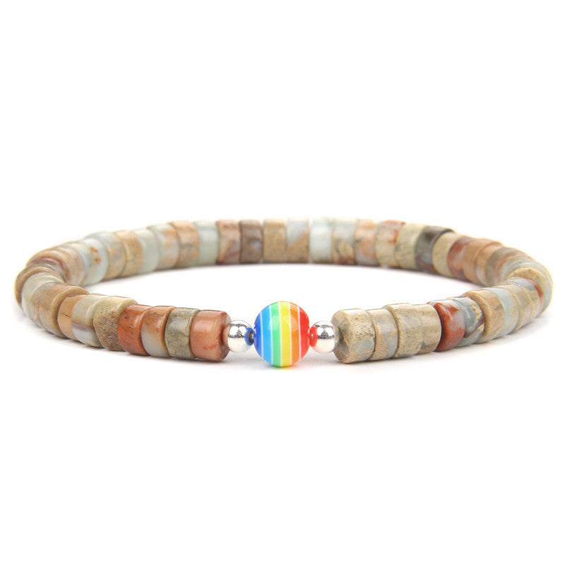 Men's Bracelet With Natural Imperial Stone Spacer