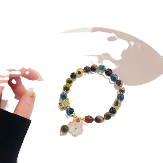 Colorful Candy Heart Agate Bead Flower Bracelet Light Luxury Minority Design Bracelet