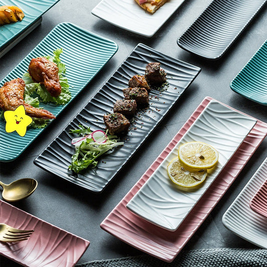 Japanese Creative Sushi Plate Pottery Long Plate