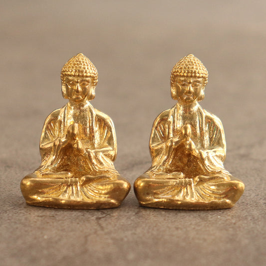 Brass Bright Color Shakyamuni Buddha Statue Keychain Pendant