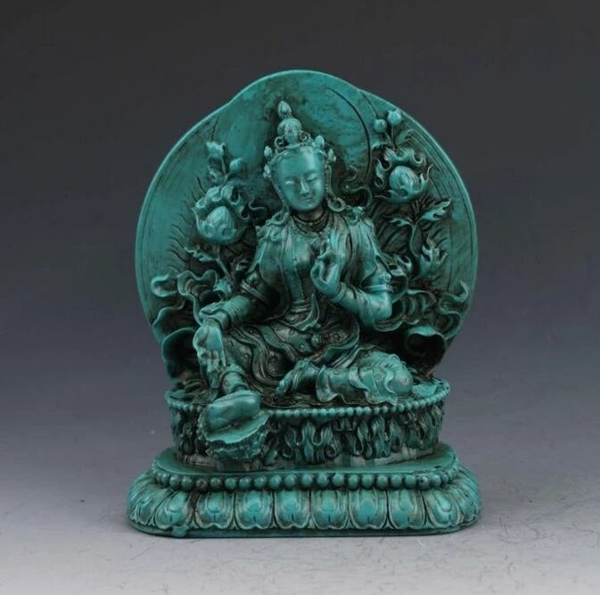 Natural Raw Turquoise Doumu Statue Ornament