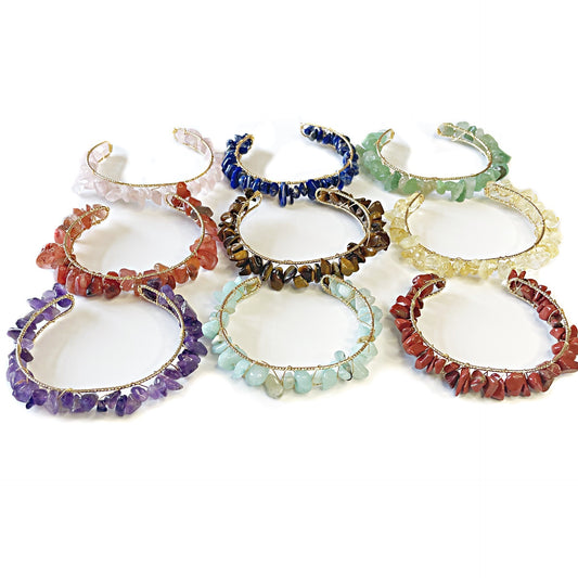 Women's Natural Crystal Gravel Winding Bracelet