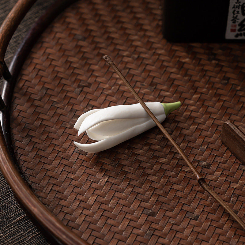 Handmade Ceramic Yulan Magnolia Tea Shelf Pen Holder Pen Holder Tea Set Shelf Tea Ceremony Utensils