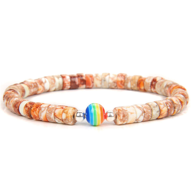 Men's Bracelet With Natural Imperial Stone Spacer