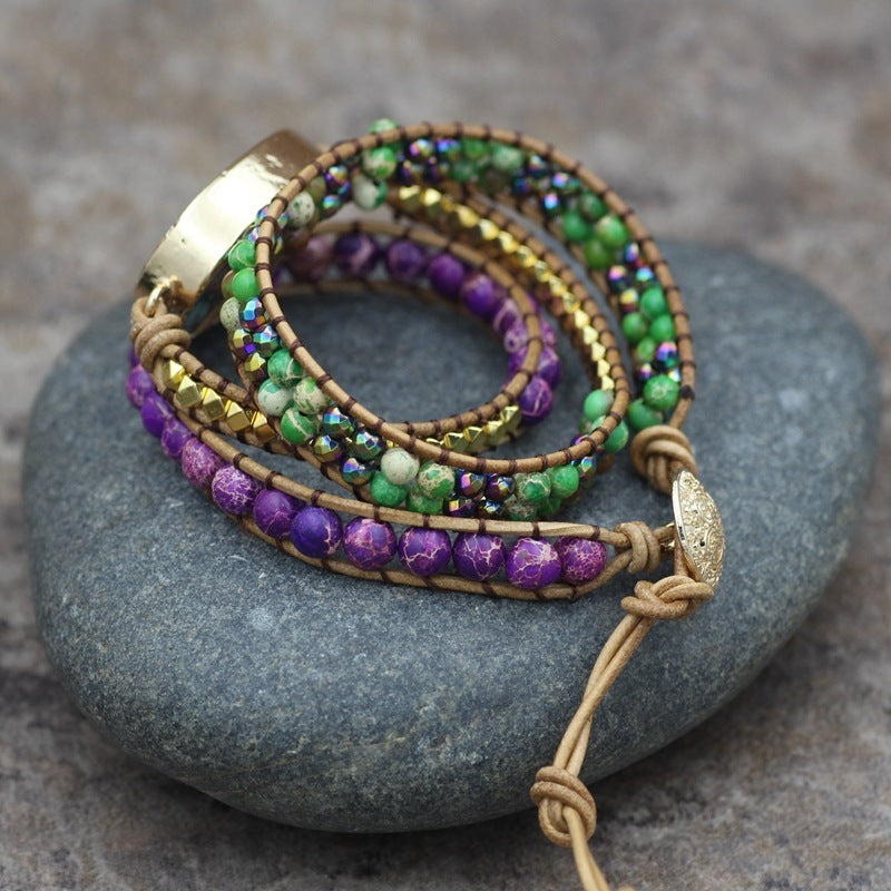 Colorful Turquoise Pendant Woven 3 Layers Bohemian Creative Multilayer Bracelet