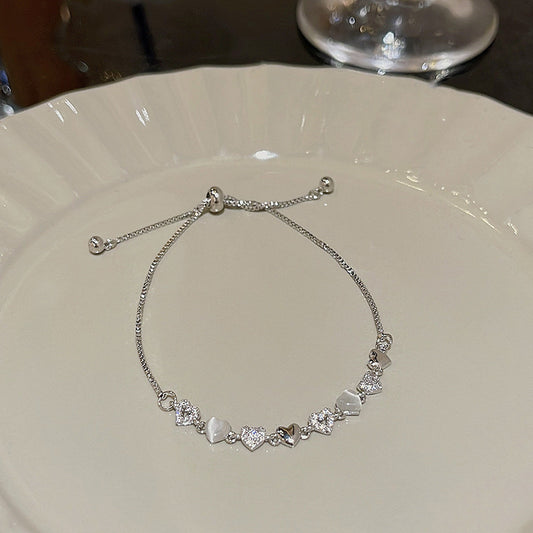 Exquisite Micro-inlaid Opal Heart Bracelet Women