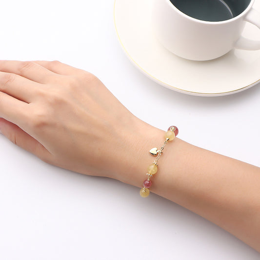 Bado Natural Strawberry Crystal Bracelet Female Korean Niche T-buckle