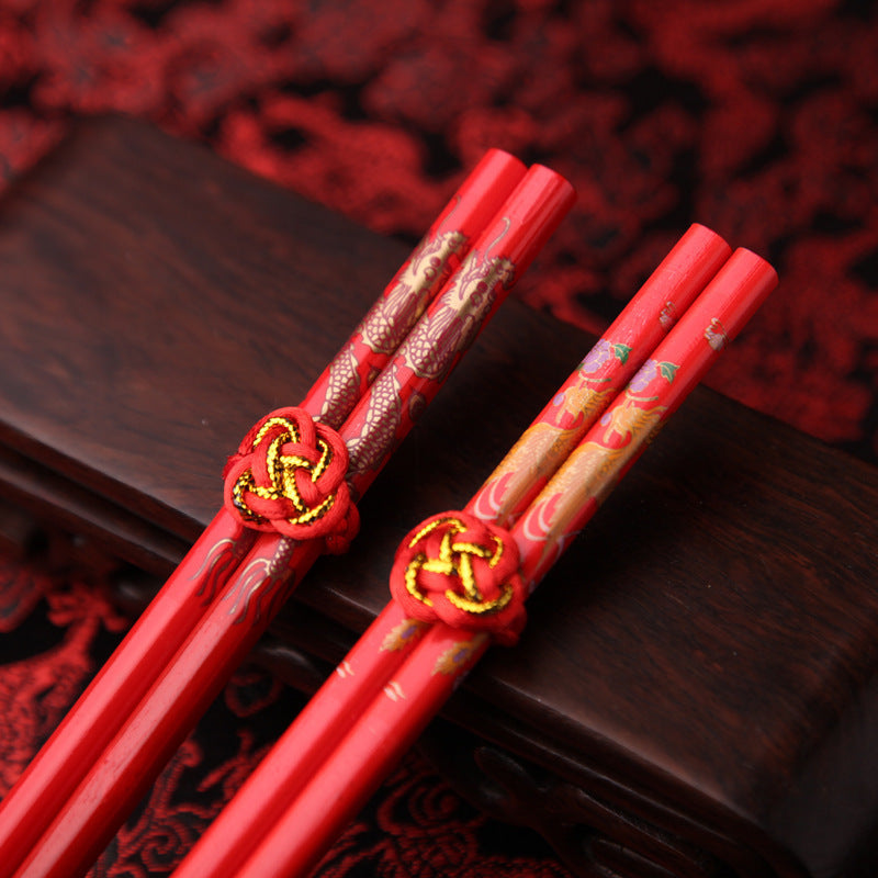 Festive Hi Dragon And Phoenix Chopsticks Wedding Supplies