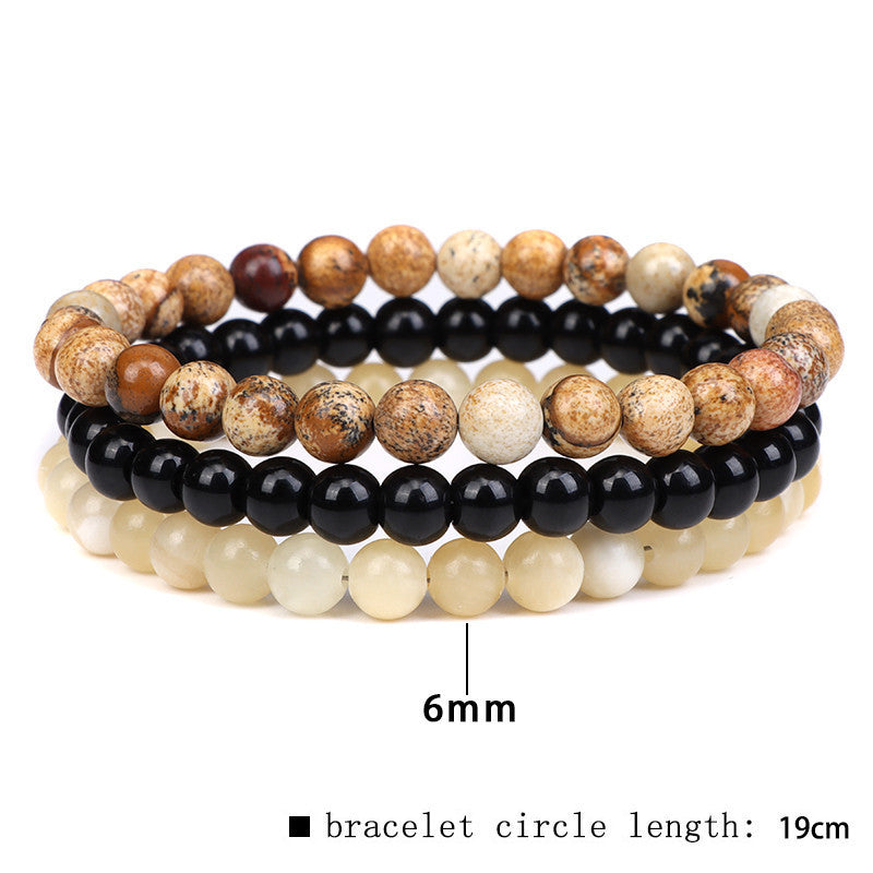 Natural Agate Stone Combination Set Elastic Bracelet