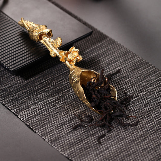 Pure Copper Creative Lotus Zen Tea Ceremony With Six Kung Fu Tea Utensils