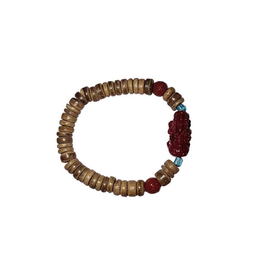 Coconut Shell Cinnabar Beaded Vintage Temperament Bracelet