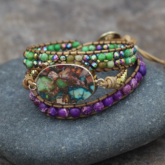 Colorful Turquoise Pendant Woven 3 Layers Bohemian Creative Multilayer Bracelet