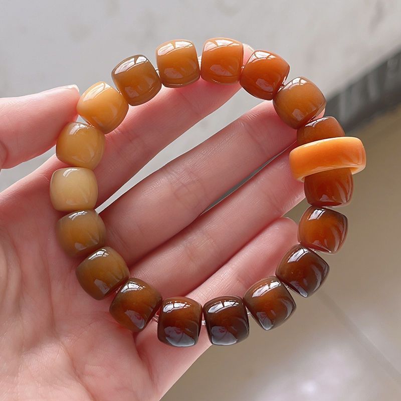 Men's And Women's Fashion Simple Straight Cut Weathered Bodhi Root Bracelet