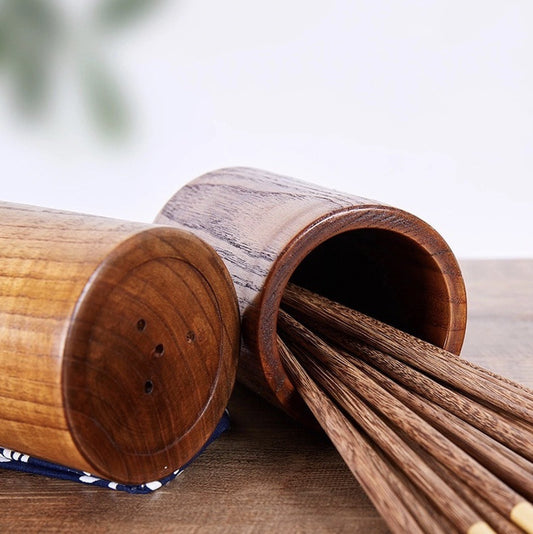 Solid Wood Chopsticks Tube Round Cage Home