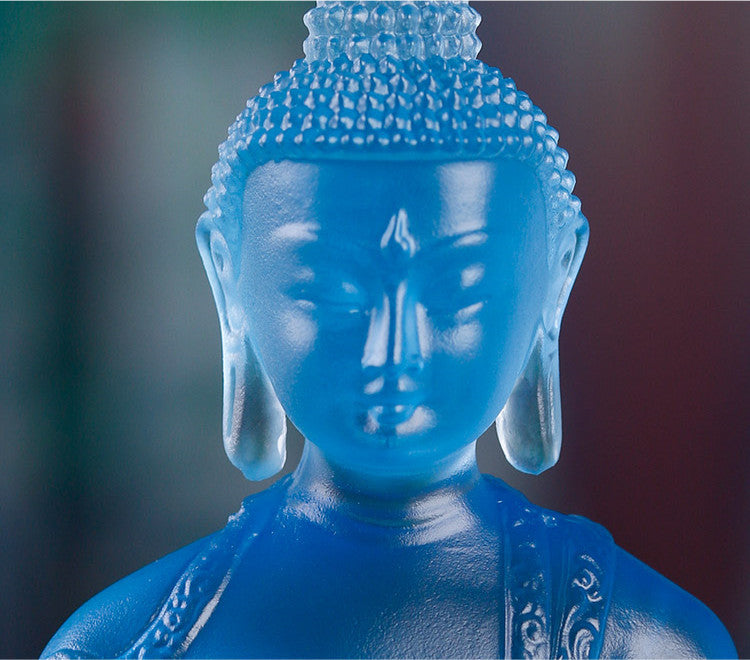 Glazed Pharmacist Buddha Statue Base Heightened Resin Ornament