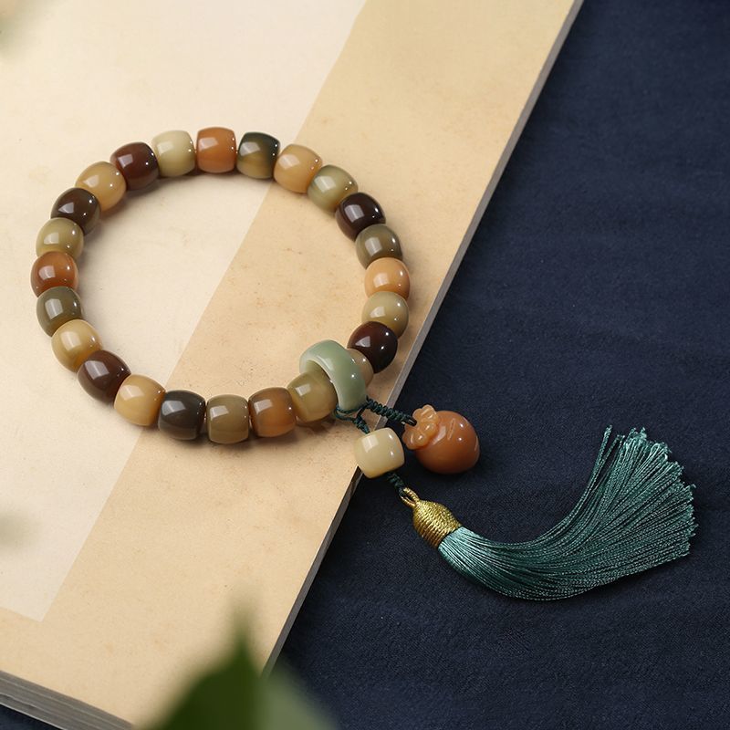 Men's And Women's Fashion Simple Straight Cut Weathered Bodhi Root Bracelet