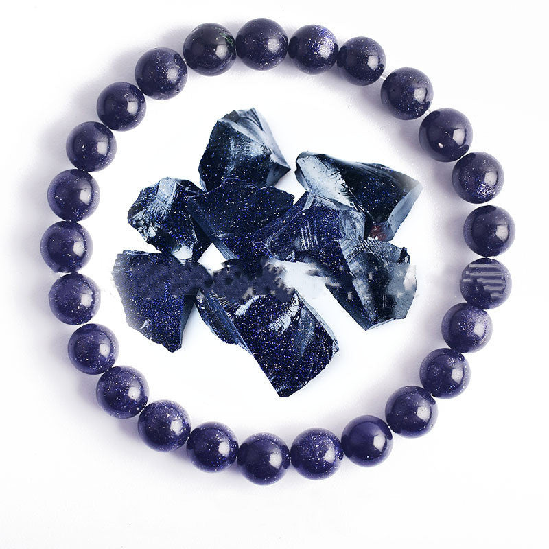 Hand Polished 8mm Natural Round Stone Beads Unisex Vintage Bracelet