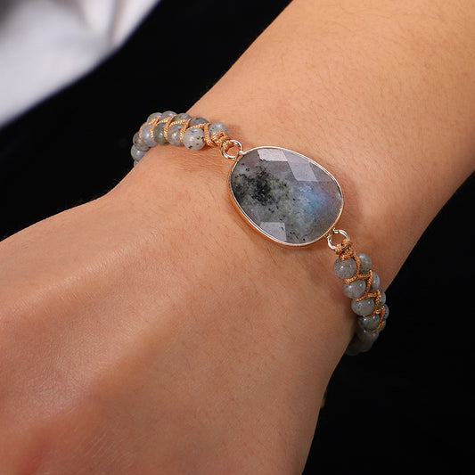 Bound Irregular Sparkling Stone Braided Bracelet