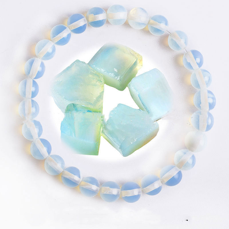 Hand Polished 8mm Natural Round Stone Beads Unisex Vintage Bracelet