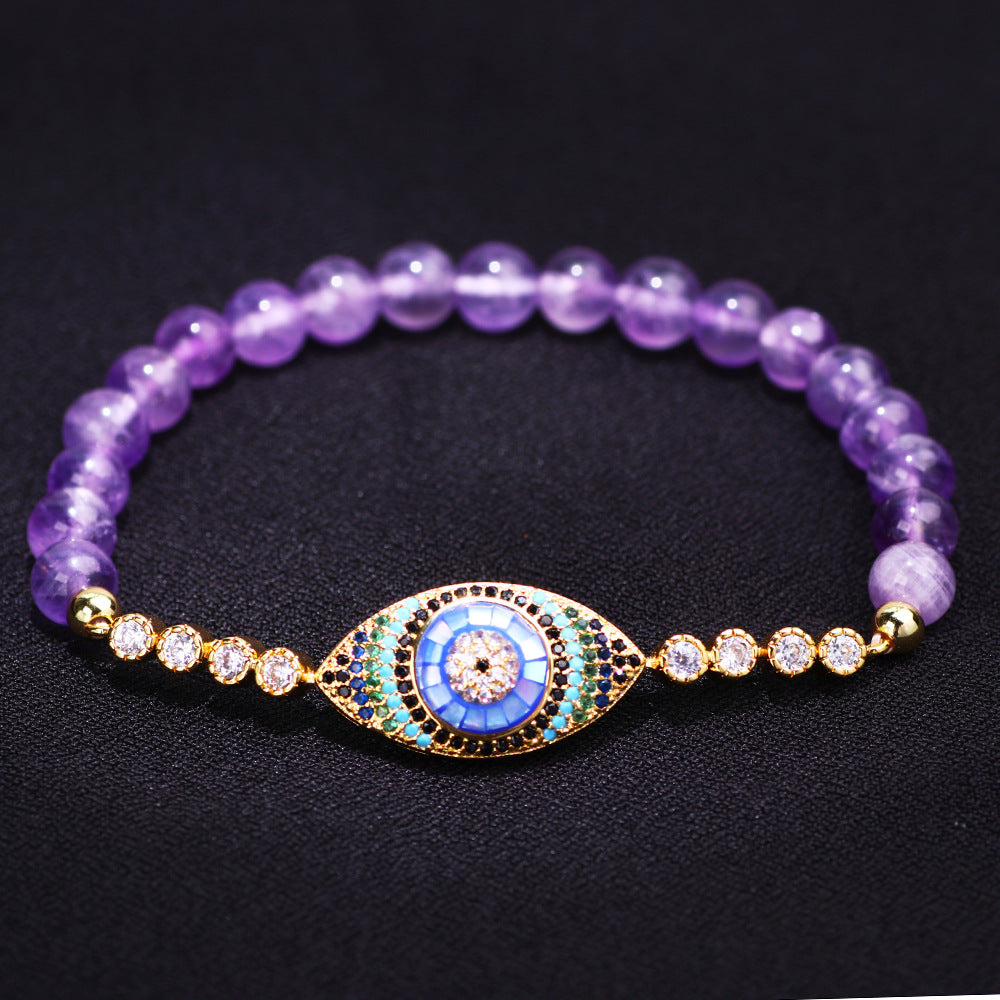 Amethyst Zircon Single Circle Eye Diamond Bracelet