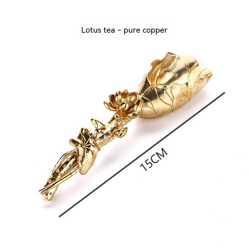 Pure Copper Creative Lotus Zen Tea Ceremony With Six Kung Fu Tea Utensils