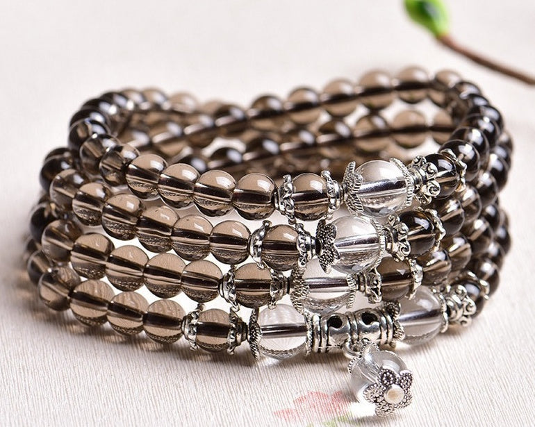 2021 Nueva 6mm Piedra de Cristal de Amatista 108 Granos de Rezo Budista Mala Pulsera Collar C6TY