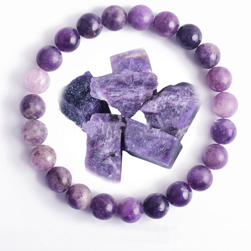 Hand Polished 8mm Natural Round Stone Beads Unisex Vintage Bracelet