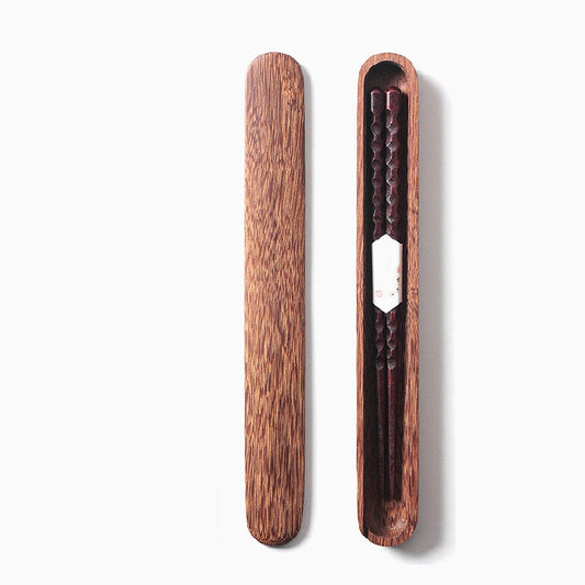 Tortoiseshell Iron Wood Chopsticks Log Table Chopsticks With Portable Tableware