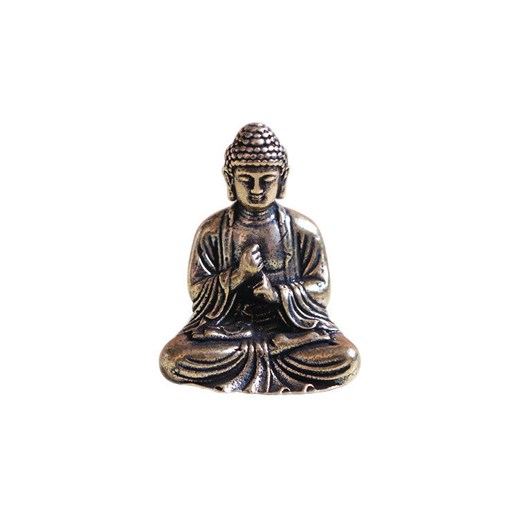 Brass Buddha Statue Mini Sakyamuni Buddha Car Decoration