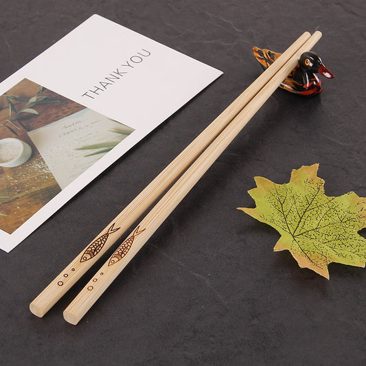 Bamboo Chopsticks Carved Carbonized Chopsticks Set Hotel Household Unpainted Bamboo Chopsticks