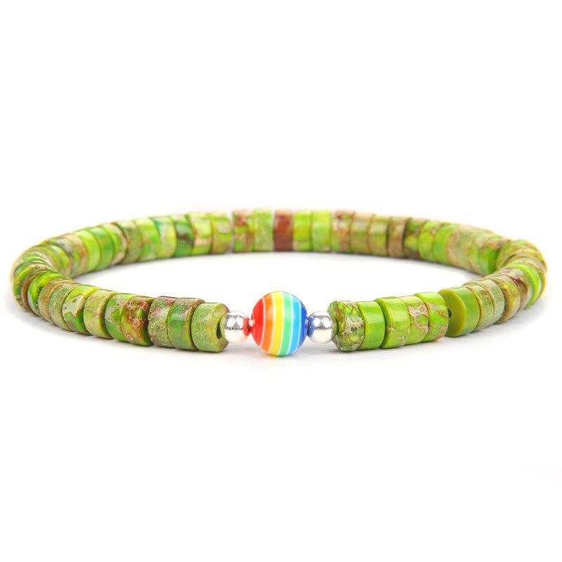 Men's Bracelet With Natural Imperial Stone Spacer