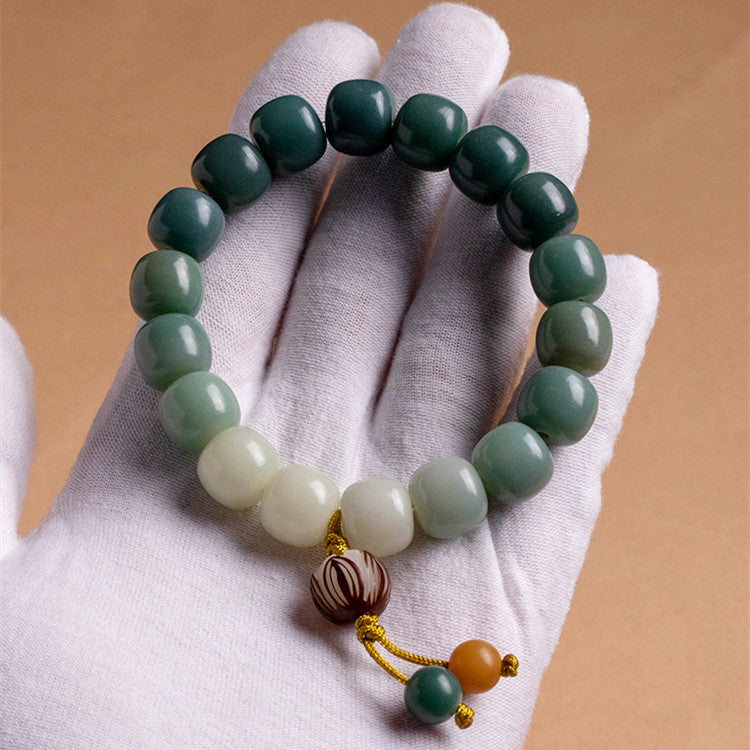 Natural Vaginal Skin Weathered Green Bodhi Root Bracelet