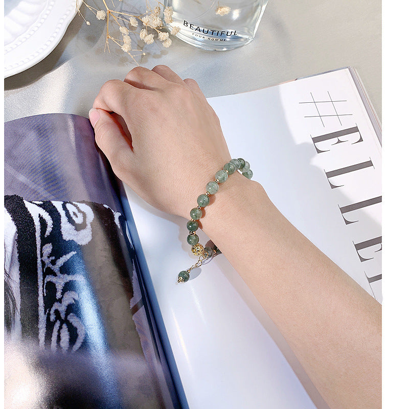 Tassel Light Luxury Green Hair Crystal Bracelet