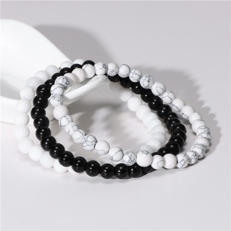 Natural Agate Stone Combination Set Elastic Bracelet