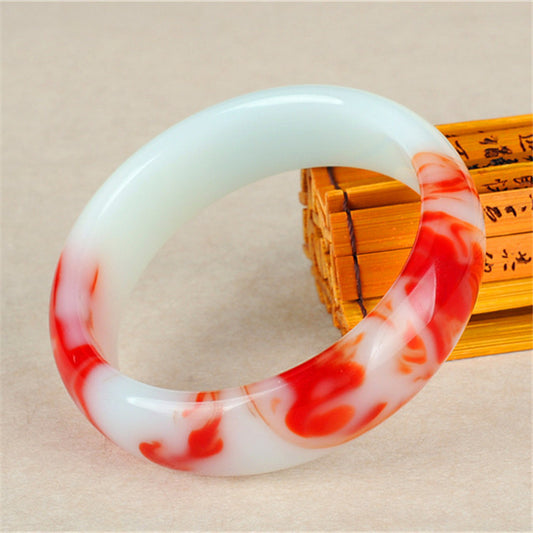 Hetian Suet Red White Jade Jinsi Jade Chicken Blood Bracelet