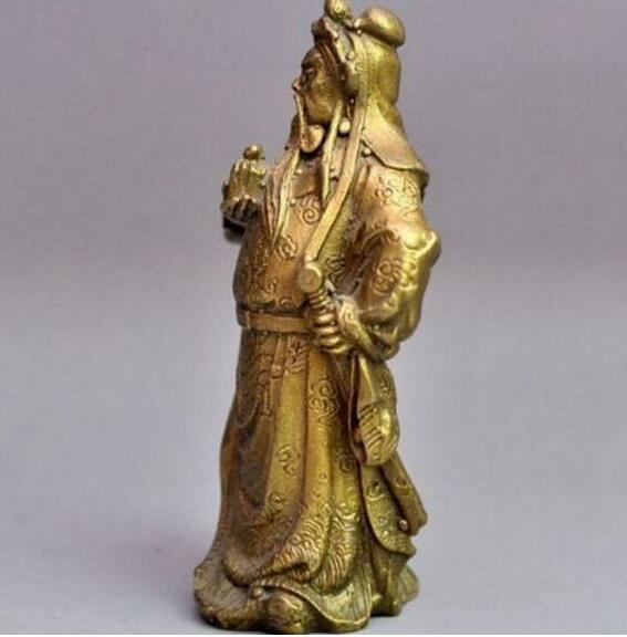 Pure Copper Bronze Statue Of Guan Gong Decorated With Official Seal Of God Of Wealth