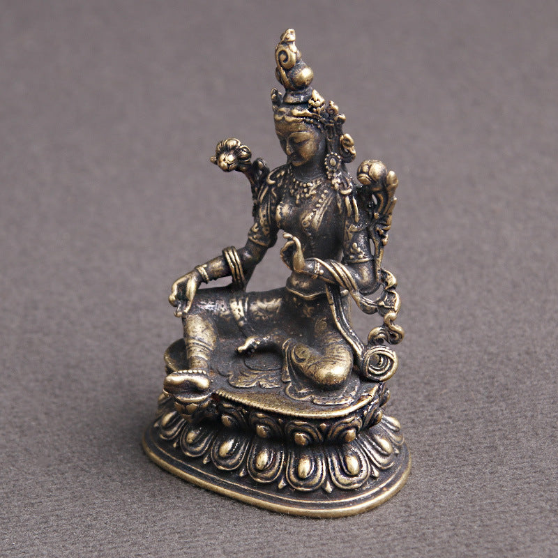 Brass Antique Green Tara Buddha Statue Decoration